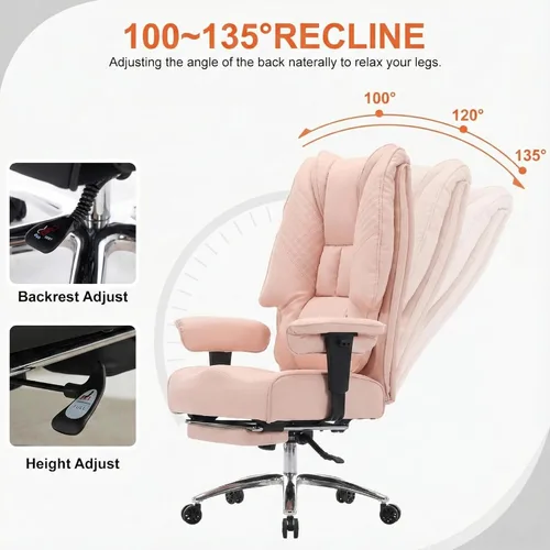 Miniatura 3 de EXCEBET Silla de oficina grande y alta de 400 libras de ancho, silla de oficina ejecutiva de cuero con respaldo alto con reposapiés, sillas