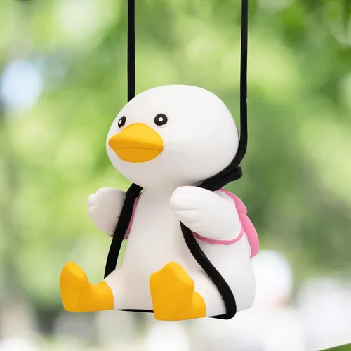 Miniatura 4 de Wonuu Colgante de coche de pato agitado, divertido adorno colgante de pato para espejo retrovisor, bonita decoración de coche