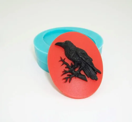 FS Molde de silicona de marca Raven Cameo flexible para manualidades, joyería, resina, álbumes de recortes, arcilla polimérica