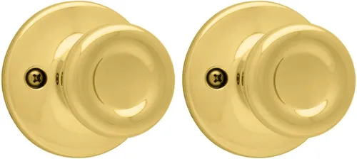 Miniatura 14 de Kwikset Tylo Pomo de Puerta Ficticio, Manija de Una Sola Cara para Armarios, Puertas Dobles Francesas y Despensa, Pomo de Puerta Interior de Latón