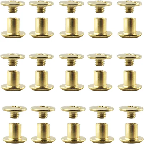 Miniatura 11 de Juego de 50 tornillos dorados para encuadernación Chicago, kit surtido de remaches de uñas, botón de Chicago, decoración de cuero, encuadernación