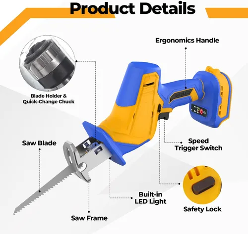 Miniatura 7 de Sierra de Vaivén Inalámbrica Compatible con Batería Dewalt 20V (Batería no incluida) Sierra Sawzall Inalámbrica para Corte de Madera/Metal/PVC