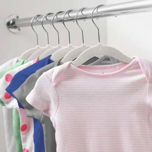 Miniatura 6 de Casafield 50 perchas de terciopelo para bebé, tamaño de 11 pulgadas, para ropa de bebés y niños pequeños, color marfil