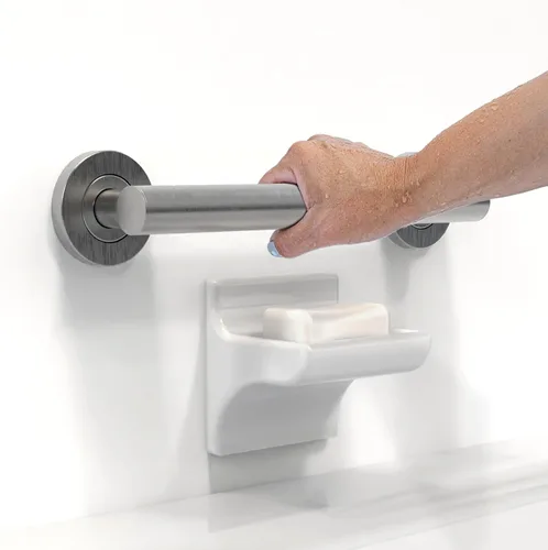 Miniatura 3 de Barra de agarre compatible con ADA, soporte de peso de 500 libras para seguridad en el baño (30,5 cm, níquel cepillado)