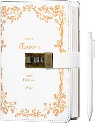Miniatura 23 de CAGIE Diario con candado para niñas, kit de diario rayado rellenable A5 con contraseña y candado, lindos regalos de Navidad y cumpleaños para niñas