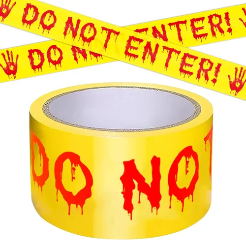 Cinta de precaución para decoración de Halloween, rollo amarillo de 2 pulgadas x 82 pies, cinta de advertencia de peligro para exteriores e