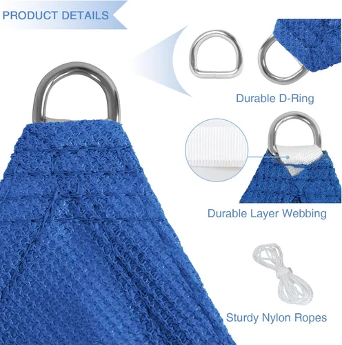 Miniatura 4 de E&K Sunrise - Toldo parasol triangular de 10 x 10 x 10 pies, bloquea los rayos UV, para patio, jardín, al aire libre (azul)
