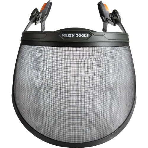Miniatura 9 de Klein Tools 60474 - Protector facial de seguridad, malla de acero ligero, clasificación de impacto, negro, estilo gorra, casco de ala completa