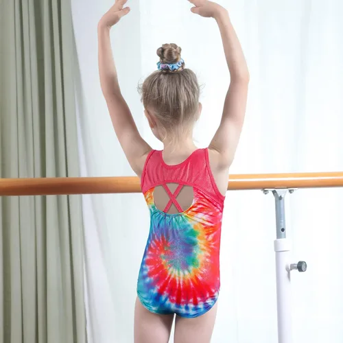 Miniatura 3 de TFJH E Leotardos para gimnasia y niñas ropa de práctica con pantalones cortos de coletero
