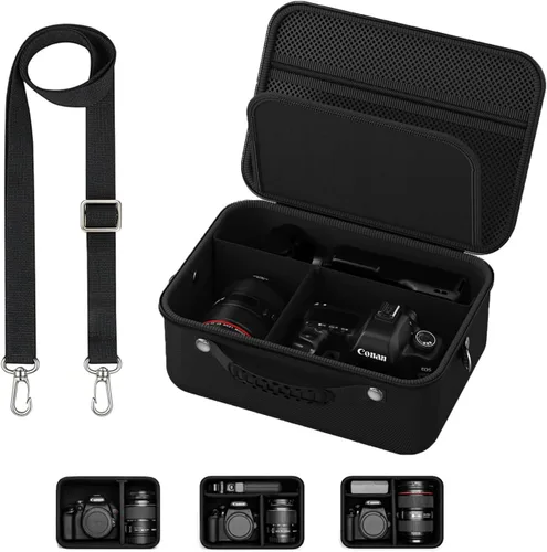 Funda rígida para cámara compatible con Canon EOS Rebel T7/R50/R100 y más cámaras DSLR y sin espejo, bolsa de viaje portátil con divisores