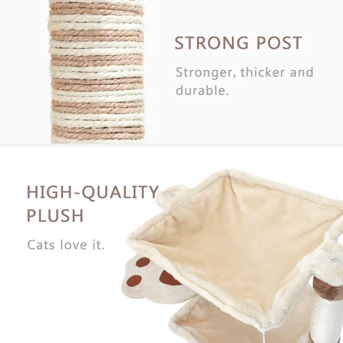 Miniatura 3 de SONGWAY Poste rascador para gatos con hamaca, árbol para gatos de 27.5 pulgadas con poste de sisal natural, hamaca de cama para gatos adultos