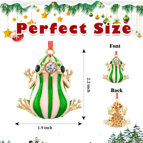 Miniatura 4 de Adornos de Rana Verde para Árbol de Navidad - Adornos de Rana de Navidad de Metal Adornos de Rana Verde Weihnachtsgurke Decoración de Navidad