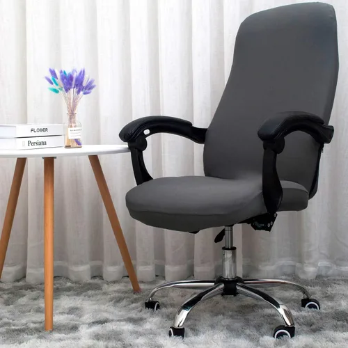 Miniatura 2 de Melaluxe - Funda elástica universal para silla de oficina, funda para silla de escritorio de computadora (tamaño: L) - Gris oscuro