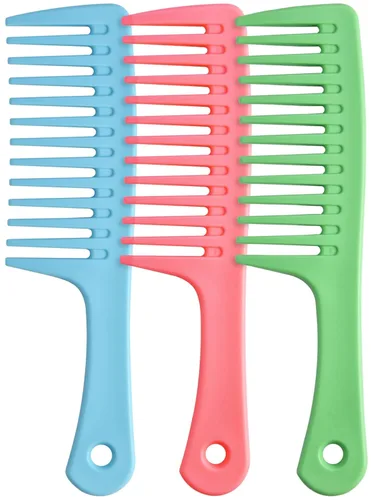 Peine de dientes anchos, peine grande desenredante para mujeres y hombres, cepillo de peinado duradero para cabello rizado, largo y húmedo - Cuidado