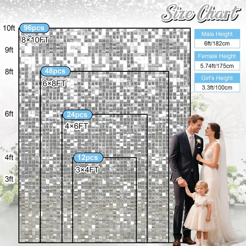 Miniatura 3 de Paneles de fondo de pared con brillo plateado de 3 pies x 4 pies con lentejuelas brillantes de discoteca, fondo de fotos para fiestas, bodas