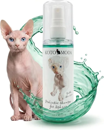 Miniatura 6 de Kit de champú probiótico + dispensador de espuma para gatos Sphynx, limpiador suave sin perfume con pH equilibrado para razas sin pelo y pelo corto