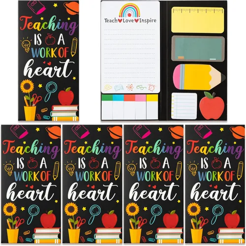 Miniatura 55 de Xqumoi Juego de 2 notas adhesivas Teaching is A Work of Heart, lápiz de pizarra, Apple, blocs de notas autoadhesivas para el profesor, escritura