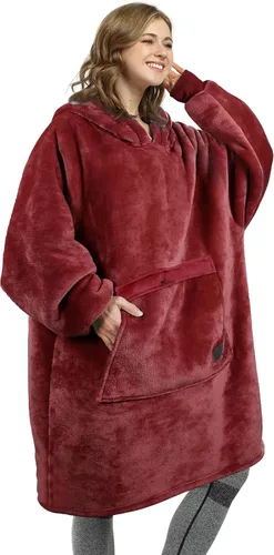 Miniatura 58 de Catalonia Sudadera extragrande tipo manta con capucha, sudadera de sherpa portátil para adultos, hombres y mujeres