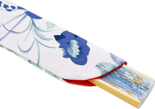 Miniatura 7 de Abanico plegable de bolsillo de Amajiji, hecho a mano, de seda, de 8.27′, elegante y moderno Azul
