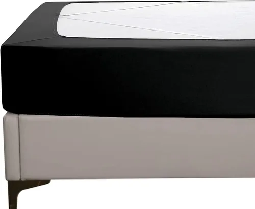 Miniatura 10 de Elegant Comfort Funda de somier, elástica y ajustada, falda de cama de 4 lados, tejido de jersey, alternativa elegante para falda de cama, suave