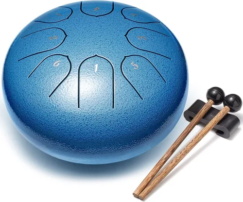 Tambor de lengüetas de acero, instrumento de percusión, tambor de mano, tambor para chakras con bolsa de viaje acolchada, mazos, para meditación,