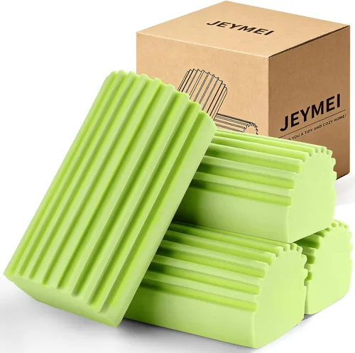 Miniatura 13 de Jeymei Paquete de 2 esponjas húmedas limpias, cepillo de limpieza de esponja, plumero para limpiar persianas, vidrio, zócalos, rejillas