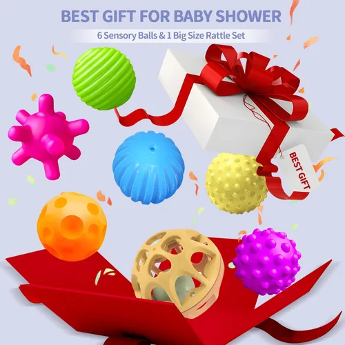 Miniatura 3 de Bolas sensoriales para bebés, paquete de 6, pelota para niños pequeños de 1 a 3, juguetes Montessori suaves y texturizados para bebés de 6 a 12