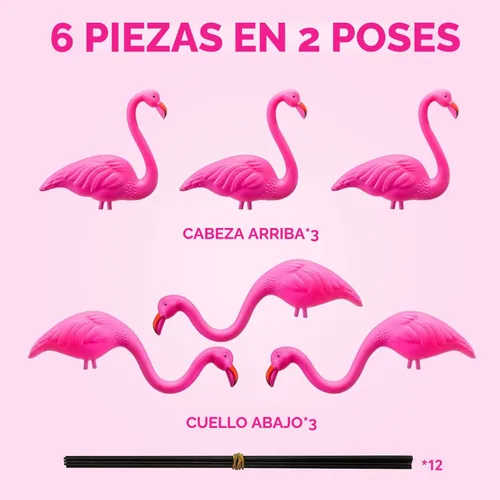 Miniatura 9 de JOYIN Juego de 2 pequeñas estacas de adorno de flamenco rosa para patio, mini estatua de flamenco de plástico con patas de metal para aceras