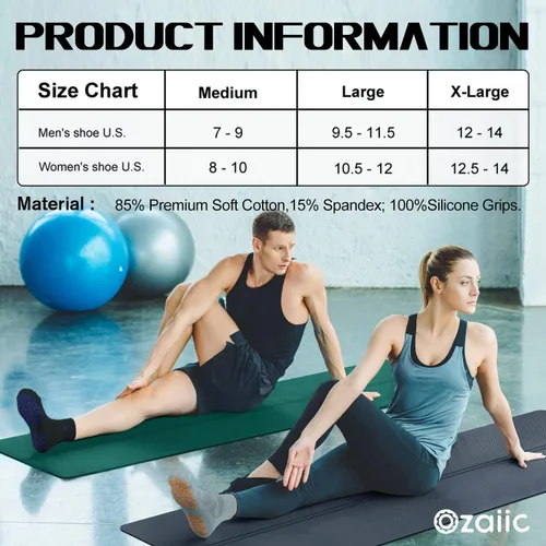 Miniatura 4 de Ozaiic Calcetines de agarre antideslizantes para yoga hogar entrenamiento barra pura pilates hospital calcetines de cojín ideales para hombres