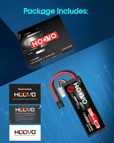 Miniatura 7 de HOOVO 7.4V 80C 5200mAh 2S Lipo Batería con TR Plug Estuche rígido para RC Car Truck Truggy Buggy Tank RC Avión Helicóptero Barco Carreras