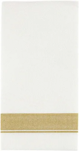 Servilletas de papel tipo tela para cena - Paquete de 100 - Elegantes y premium en color blanco con borde dorado, perfectas para fiestas y ocasiones