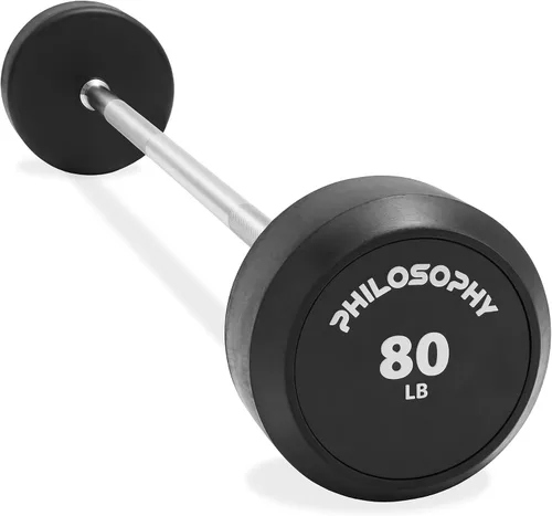 Miniatura 12 de Philosophy Gym Barra fija de goma, barra recta de peso precargada para entrenamiento de fuerza y levantamiento de pesas
