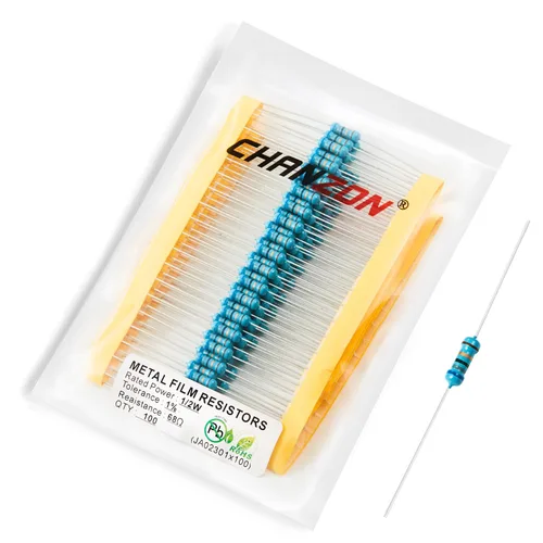Miniatura 41 de Chanzon - 100 resistencias de película metálica 1/2 W (0.5 W) 10 Ω ohmios ±1% de tolerancia 10R MF, resistencias de agujero pasante con limitación