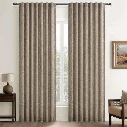 Miniatura 14 de Cortinas translúcidas de lino beige blanco de 84 pulgadas de largo, 2 paneles, cortinas modernas con filtrado de luz y privacidad, riel de techo