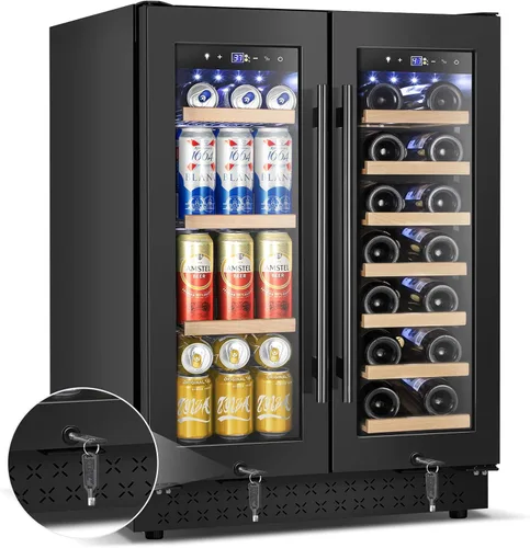 Miniatura 19 de Refrigerador Enfriador de Vinos de 8 Botellas, Refrigerador Pequeño de Vino, Mini Refrigerador de Vino de Encimera con Puerta de Vidrio, Bodegas