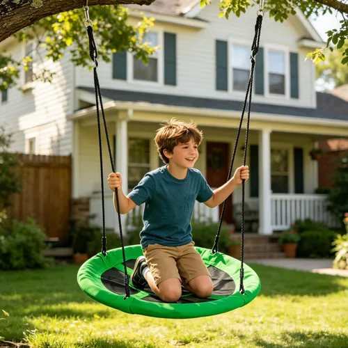 Miniatura 7 de ZENY Columpio de platillo para niños y adultos, 40 pulgadas, 700 libras, columpio de árbol al aire libre, marco de acero, cuerda ajustable