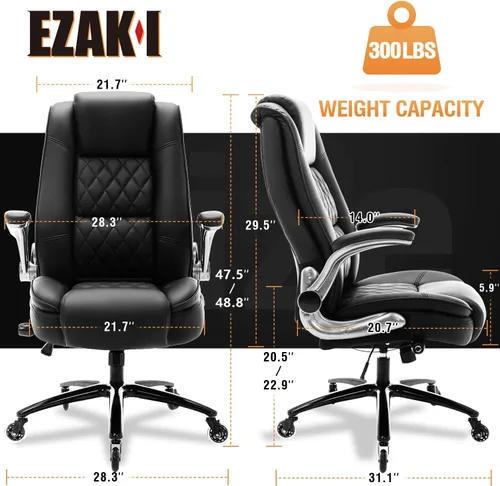 Miniatura 3 de Silla de Oficina de Respaldo Alto - Brazos Abatibles Ajustables Soporte Lumbar Integrado, Silla de Escritorio de Computadora Ejecutiva Sillas