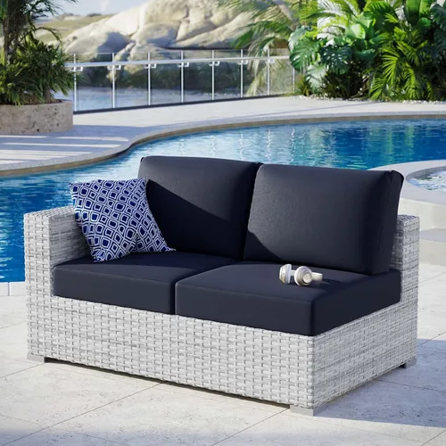 Miniatura 8 de Modway Convene - Otomana rectangular de mimbre para patio al aire libre, color gris claro