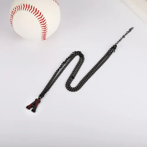 Miniatura 3 de AIAINAGI Collar de béisbol con letra A-Z para niños, dije de béisbol de acero inoxidable, cadena de plata de 22 pulgadas, regalo de béisbol