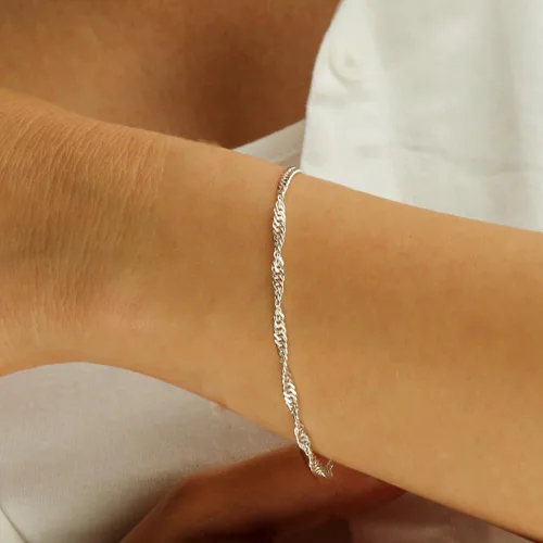 Miniatura 3 de Pulsera de cadena de elegante oro para mujer, pulseras de cadena individual o en capas, con eslabón de dije de corazón, karma, triángulo, perlas