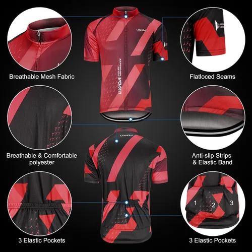 Miniatura 11 de Lixada Camiseta de ciclismo para hombre de manga corta con pantalones cortos acolchados de secado rápido para verano, ropa corta para bicicleta
