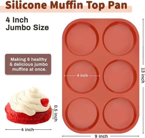 Miniatura 2 de JOERSH Molde de silicona antiadherente para huevos de 4 pulgadas, molde de silicona redondo grande para hornear panes de hamburguesas, bocados