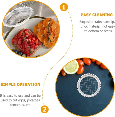 Miniatura 5 de Hemoton Cortador de cubos de frutas, paquete de 2 picadores de patatas de acero inoxidable, cortador de huevos hervidos, herramienta de cocina