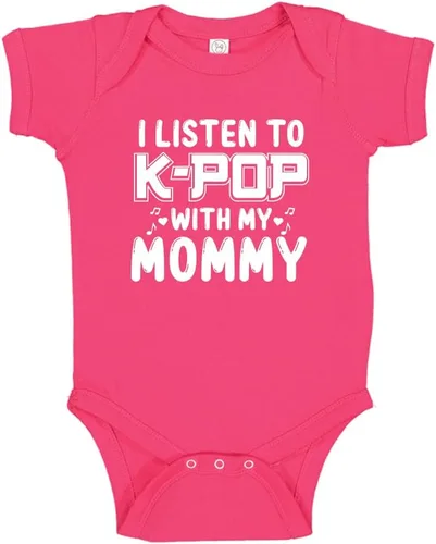 I Listen to K-Pop with My Mommy Baby One Piece or Toddler T-Shirt Korean K Pop Baby Clothes