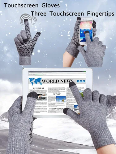 Miniatura 3 de SATINIOR 4 pares de guantes de invierno para pantalla táctil, guantes cálidos para mensajes de texto, guantes elásticos antideslizantes para adultos