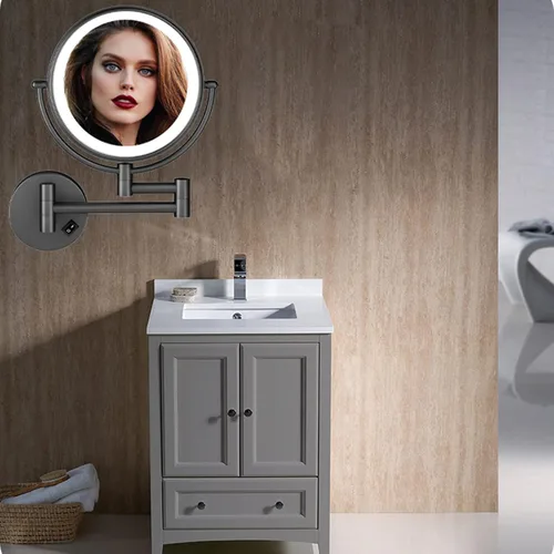 Miniatura 2 de Espejo de Maquillaje Montado en la Pared, Espejo de Tocador, 1X/10X Aumento Espejo CosméTico, 8 Pulgad Espejo de Maquillaje, RotacióN de 360° Negro
