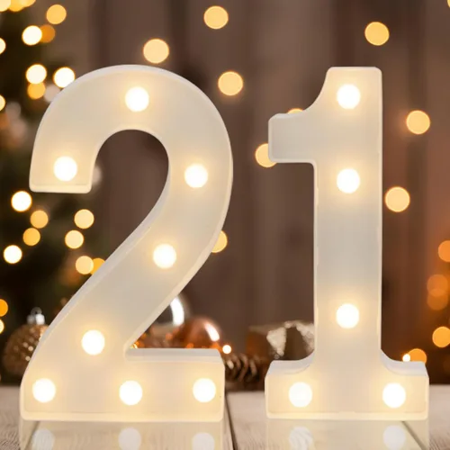 Miniatura 8 de Números Decorativos con Luces LED, Decoraciones de Cumpleaños número 13, Luces de Números LED Blanco Cálido, Letrero de Número de Marquesina