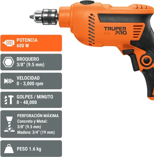 Miniatura 2 de Rotomartillo 3/8, profesional, 550 W