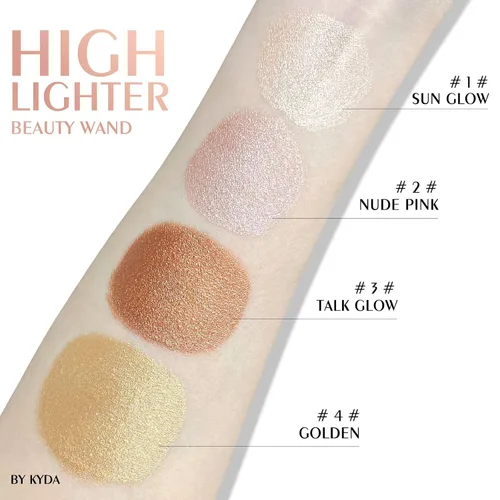 Miniatura 5 de KYDA Varita iluminadora líquida, iluminador facial brillante para construir, resaltador brillante, bronceador, cobertura suave mezclable con Dorado