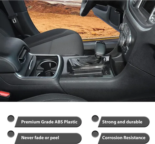 Miniatura 6 de CheroCar Para Dodge Charger Central Control Panel de cambio de marchas Ajuste para Dodge Charger 2015-2025 (fibra de carbono negra)